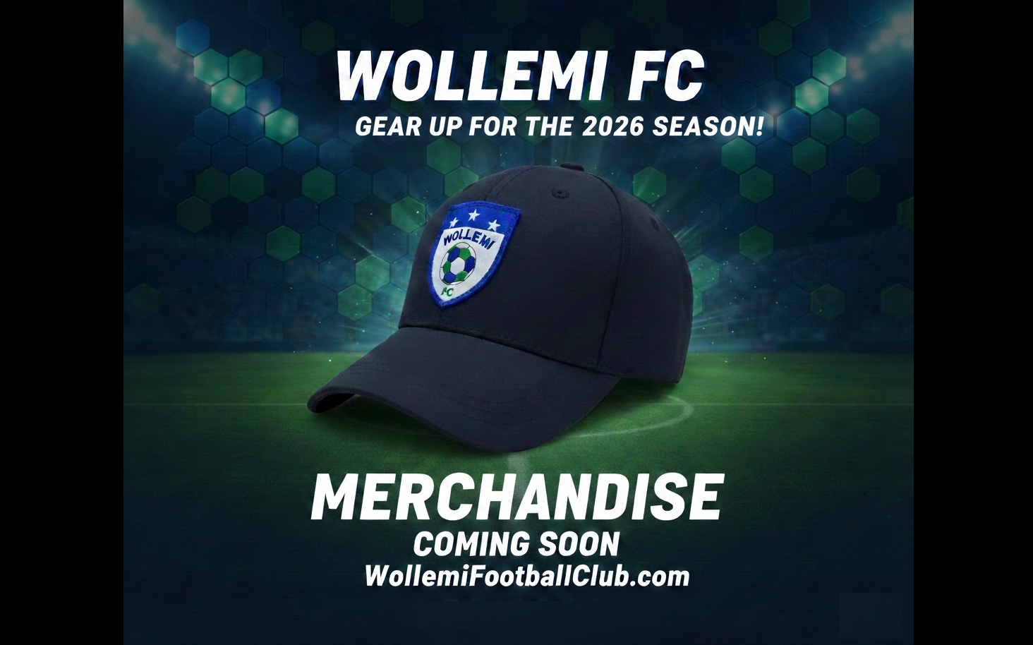 Football field with registration text